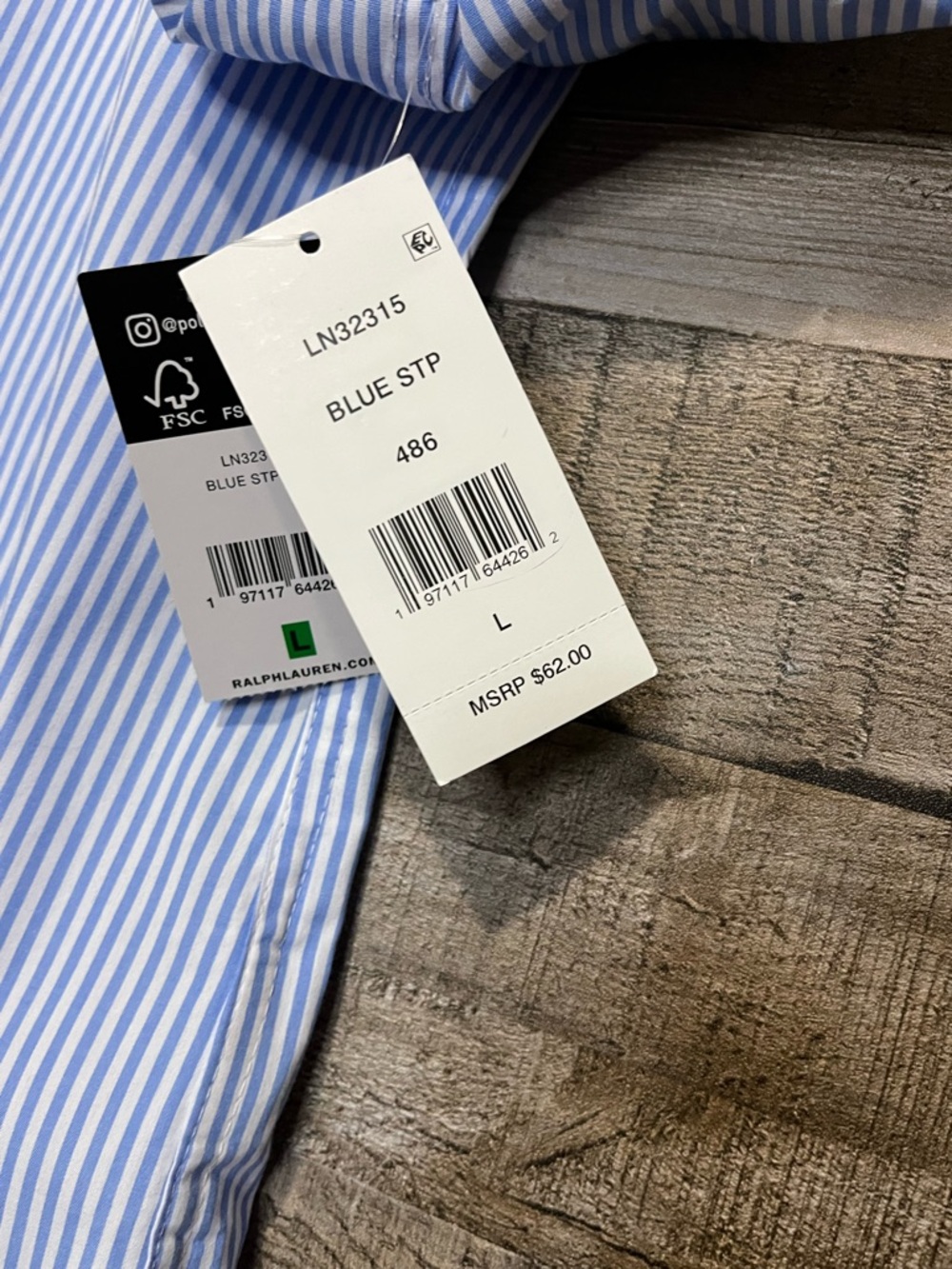NWT Lauren Ralph Lauren Women’s Sleepshirt in a blue/white stripe pattern. - Picture 6 of 8